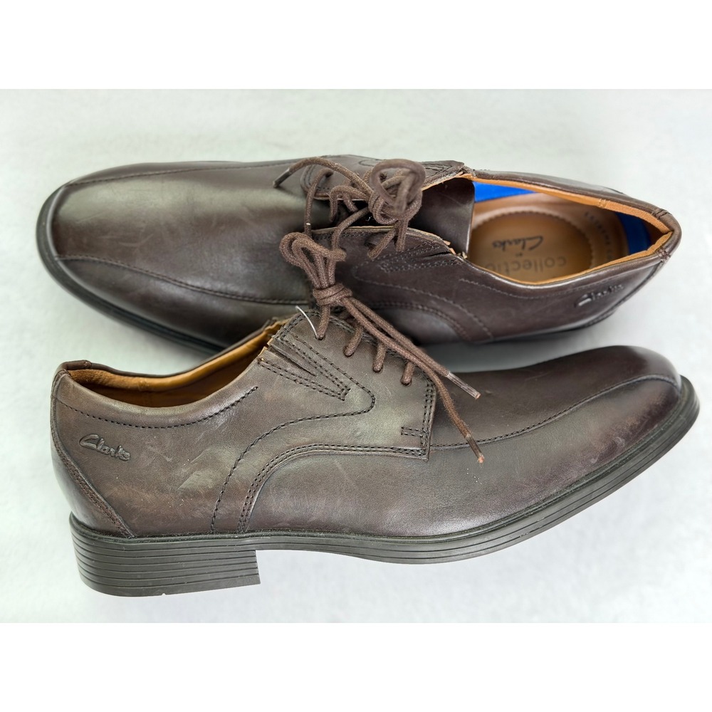 Clarks Collection Mens‎ Leather Derby Brown Bicycle Toe Lace Up Dress Shoes 7M